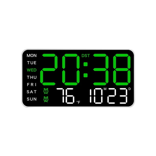 Reloj de pared digital LED con pantalla grande, despertador y calendario digital, ideal para sala de estar, dormitorio, oficina y tienda.