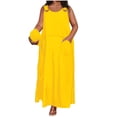 thumbnail image 2 of Karymi Plus Size Solid Color Sleeveless Maxi Dress, Casual Scoop Neck Overall Style Long Dress with Pockets, Loose Flowy Summer Dress Cocktail Dresses for Women, 2 of 7