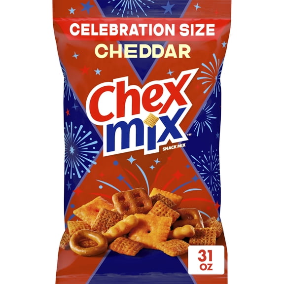 Chex Mix Cheddar Snack Mix, Savory Snack Bag, Tailgate Size, 31 oz