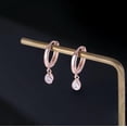 thumbnail image 6 of 925 Sterling Silver Teardrop Small Hoop Earrings for Women Teens CZ Droplet Huggie Earrings with Diamond Dangle, 6 of 12