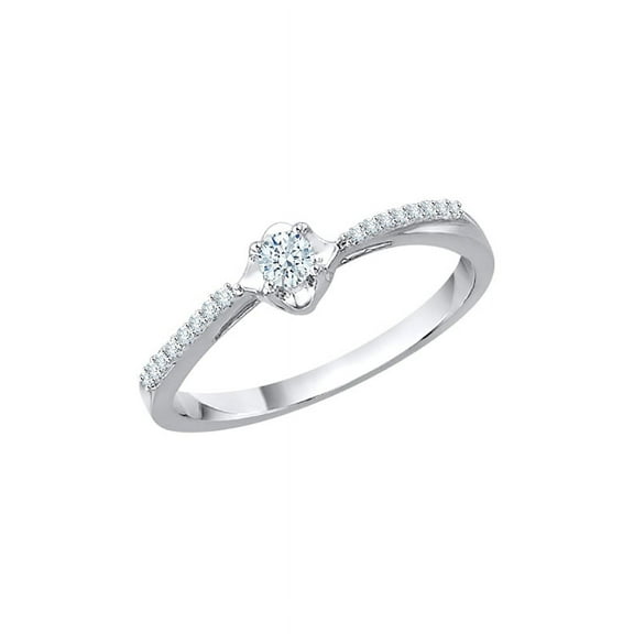 Diamond Engagement Ring in Sterling Silver (1/6 cttw) (I-Color, SI3-I1 Clarity) (Size-5.5)