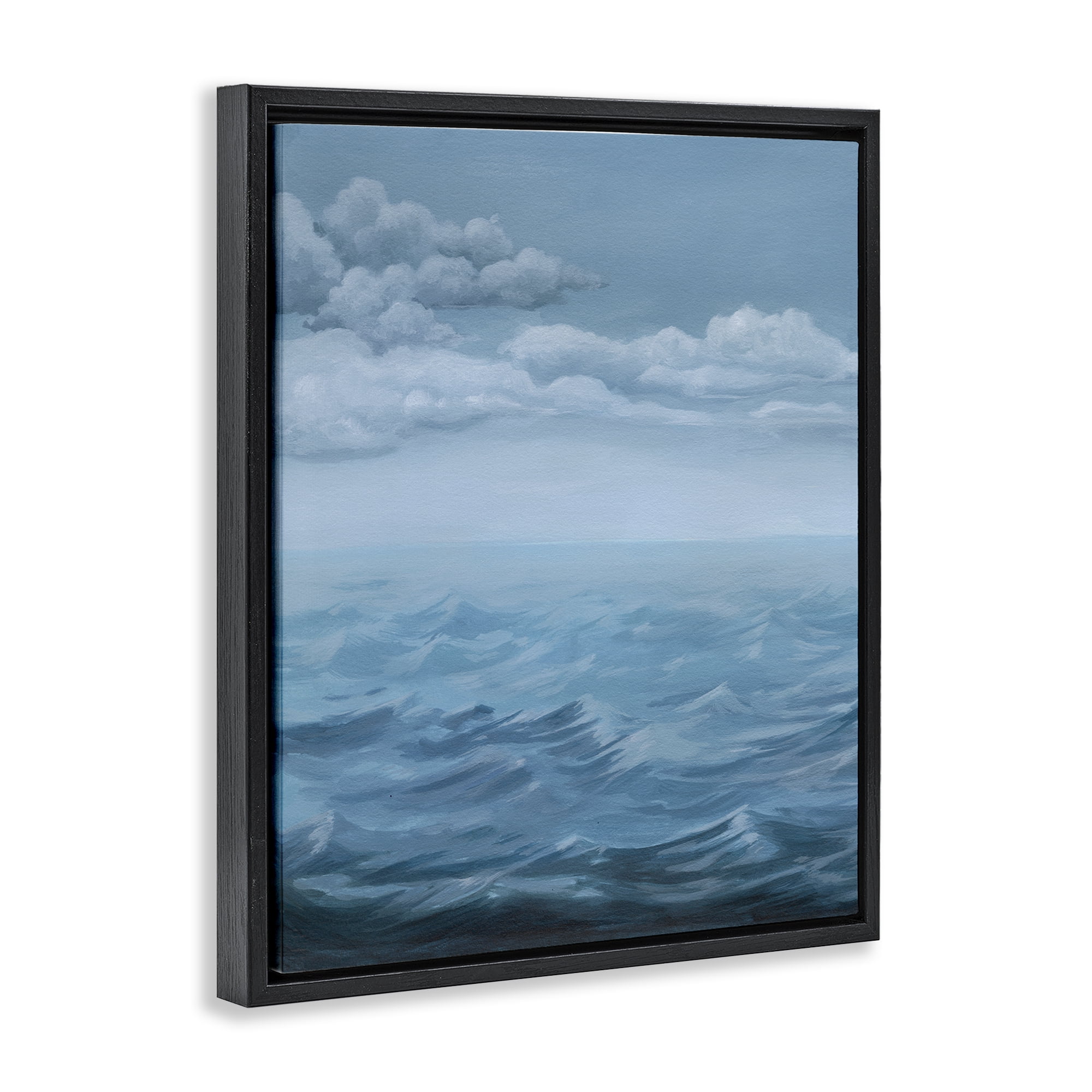 Stupell Industries Clouds over Rough Seas Nautical & Beach Painting Black Floater Framed Canvas Art Print Wall Art, 25 x 31