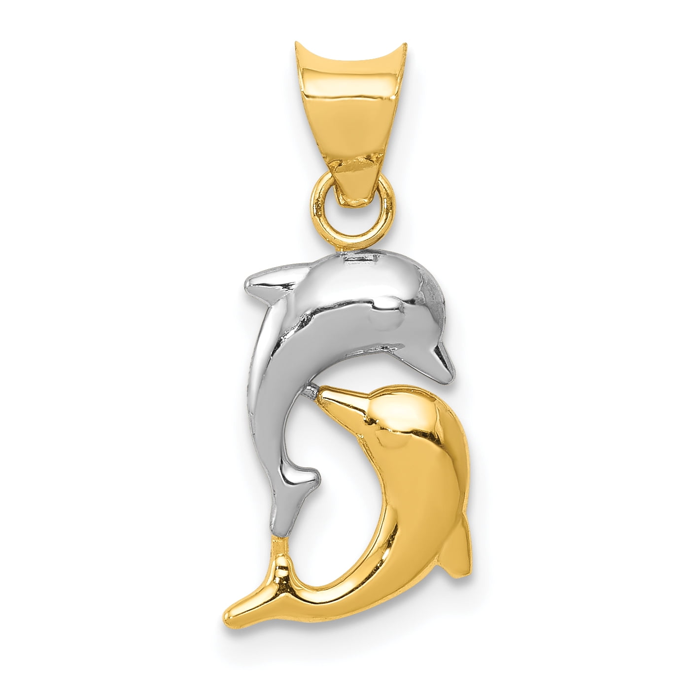 Pendants Beach and Sea Life Charms 14K Two-Tone Gold Three Dolphins Charm Pendant