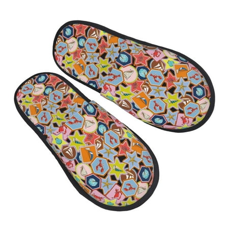 

Bingfone Beach Life House Slippers for Women Men with Soft Rubber Sole Slip On for Indoor/Outdoor-Large