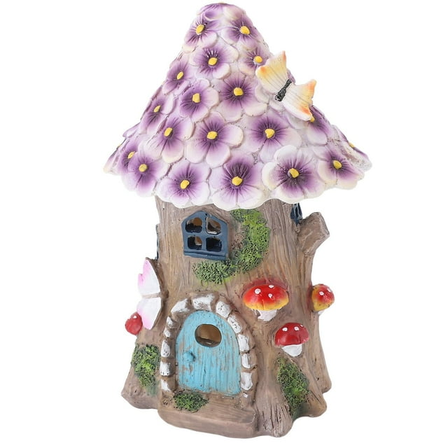 Mushroom House Solar Light Innovative Resin Waterproof Garden Mushroom House Statues with Solar Lights for Outdoor Garden Lawn Balcony Yard