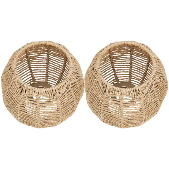 Niceauty Rattan Woven Lampshade Light Brown Artificial Decor Home Ceiling Pendant 2Pcs