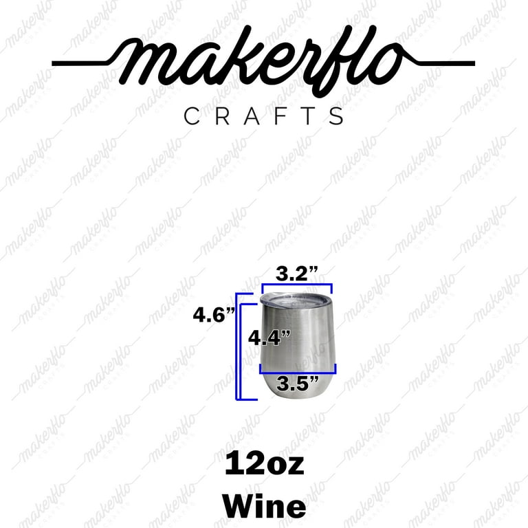 MakerFlo Crafts Wine Tumbler, Powder Coated, 12oz in Black