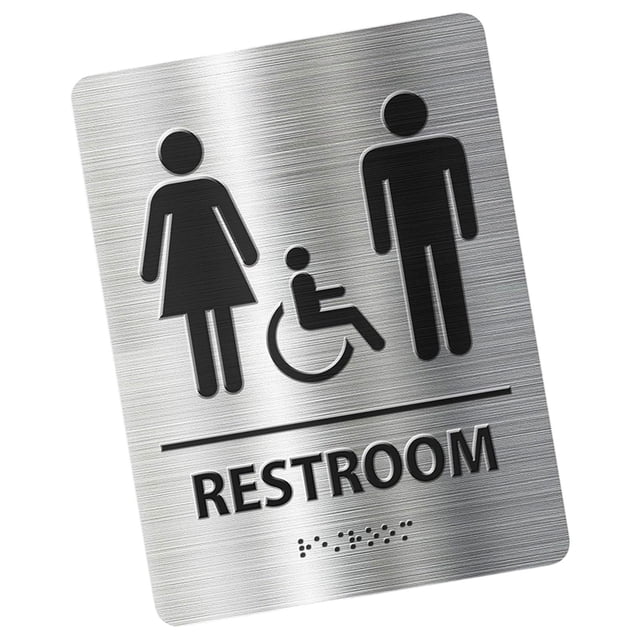 Letrero de baño, placa de letrero de baño, fácil instalación, letrero de baño de Metal para hombres y mujeres, tiendas, negocios, supermercado, Estilo D