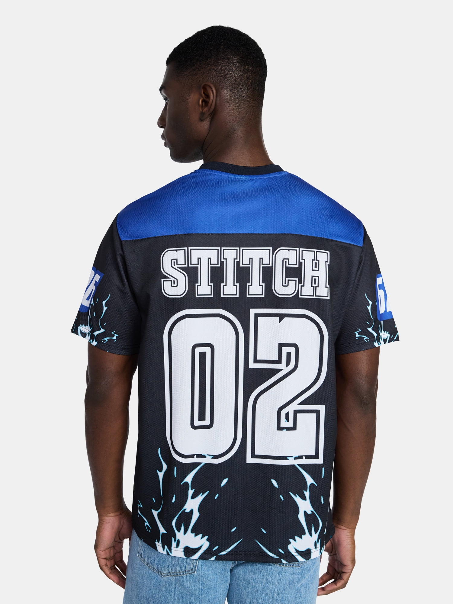 Disney Stitch Men's and Big Men's Front Back Graphic Soccer Jersey with Short Sleeves, Sizes XS-3XL