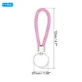 thumbnail image 2 of Braided Leather Keychain with Stainless Steel Key Ring, PU Woven Wristlet Lanyard, Pink, 2 of 5