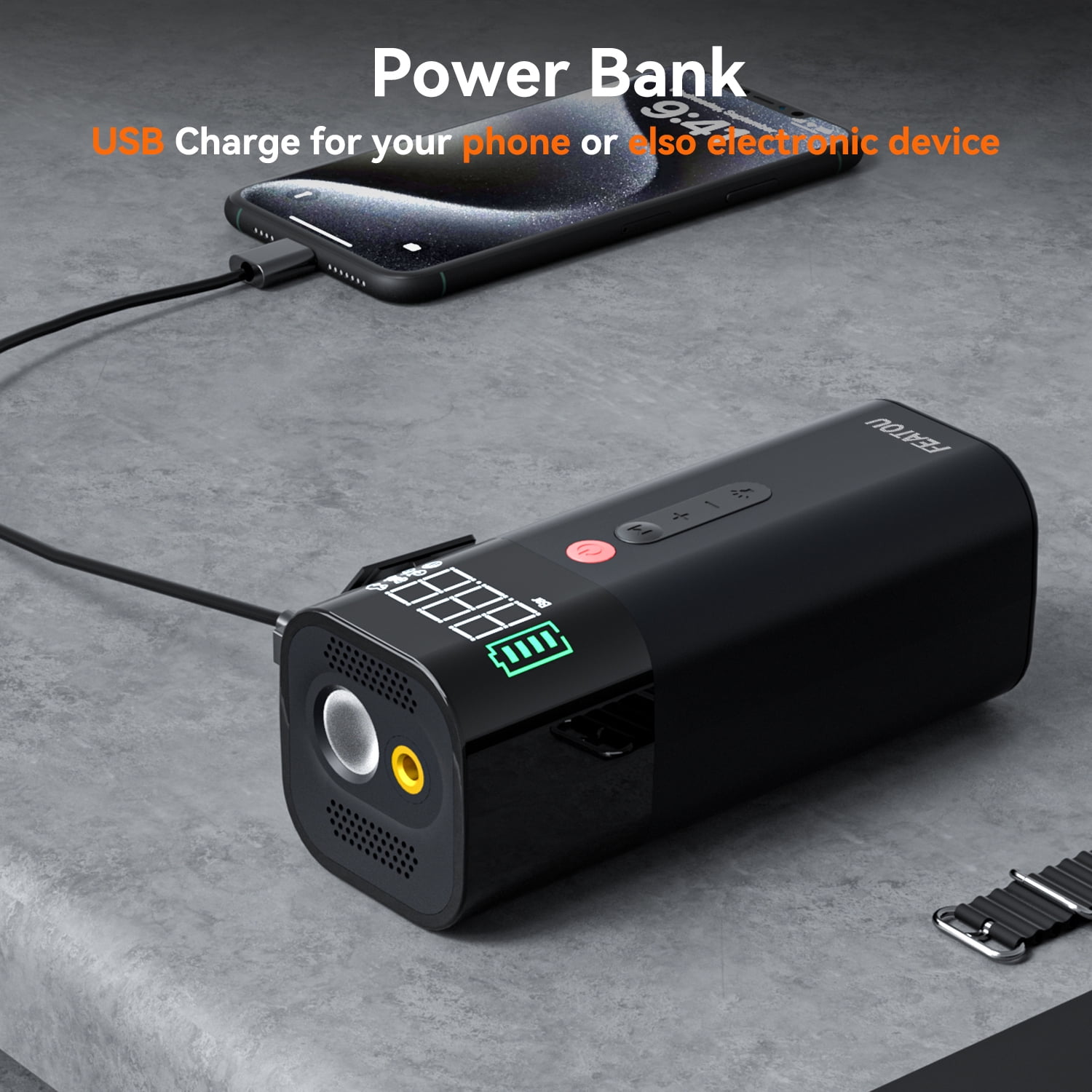 FEATOU P1  Electric Air Pump,Portable Air Compressor,Wireless Powerful Tire Inflator,Ideal for Car Accessories