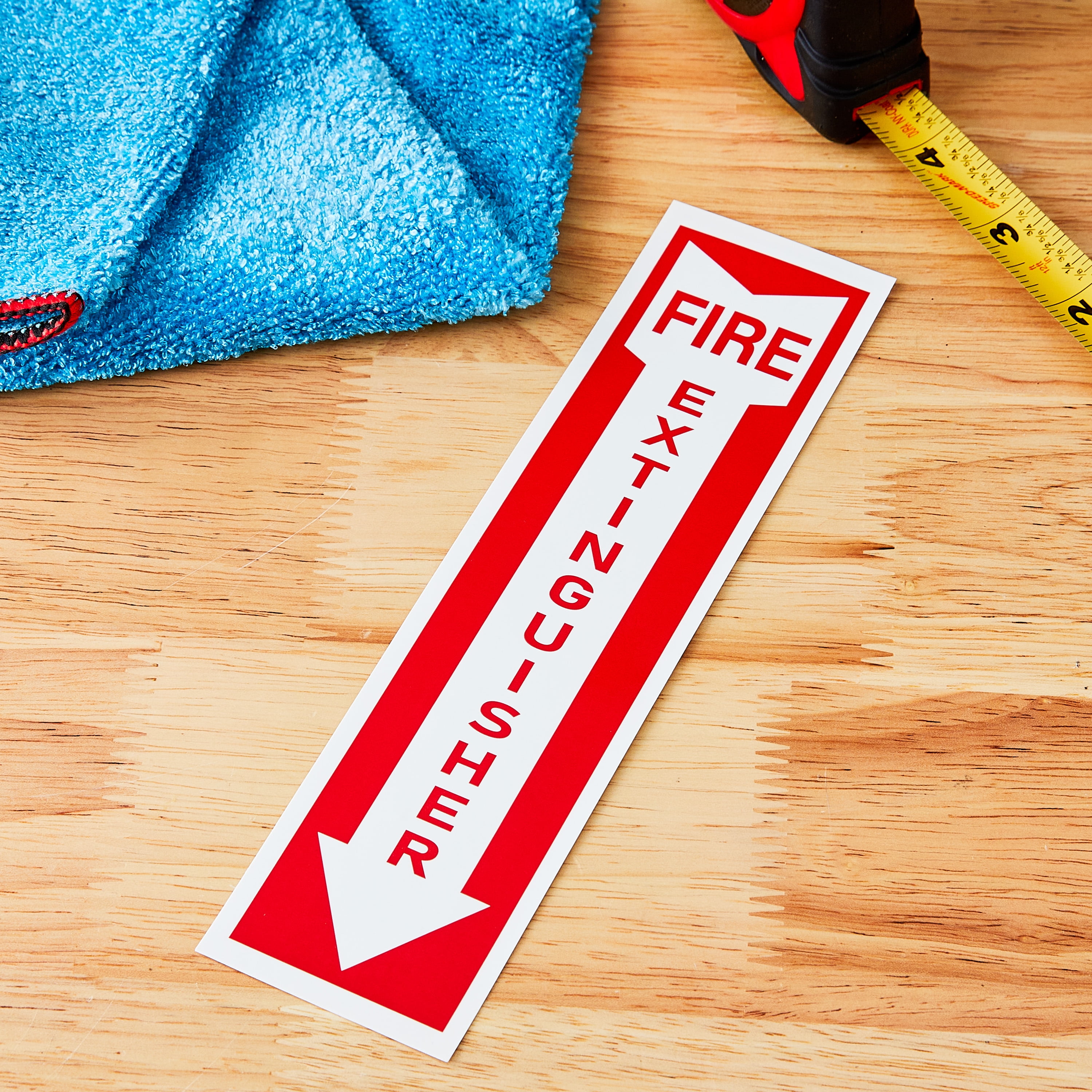 (6 pack) Pen+Gear FIRE EXTINGUISHER SIGN, 2x8 inches, High-Visibility Red, Lightweight, Clear Identification