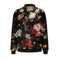 thumbnail image 4 of Enjoytime Light Jackets for Women Floral Printed Long Sleeve Zip Up Coat Fashion Casual Trendy Outerwear Black XL, 4 of 5