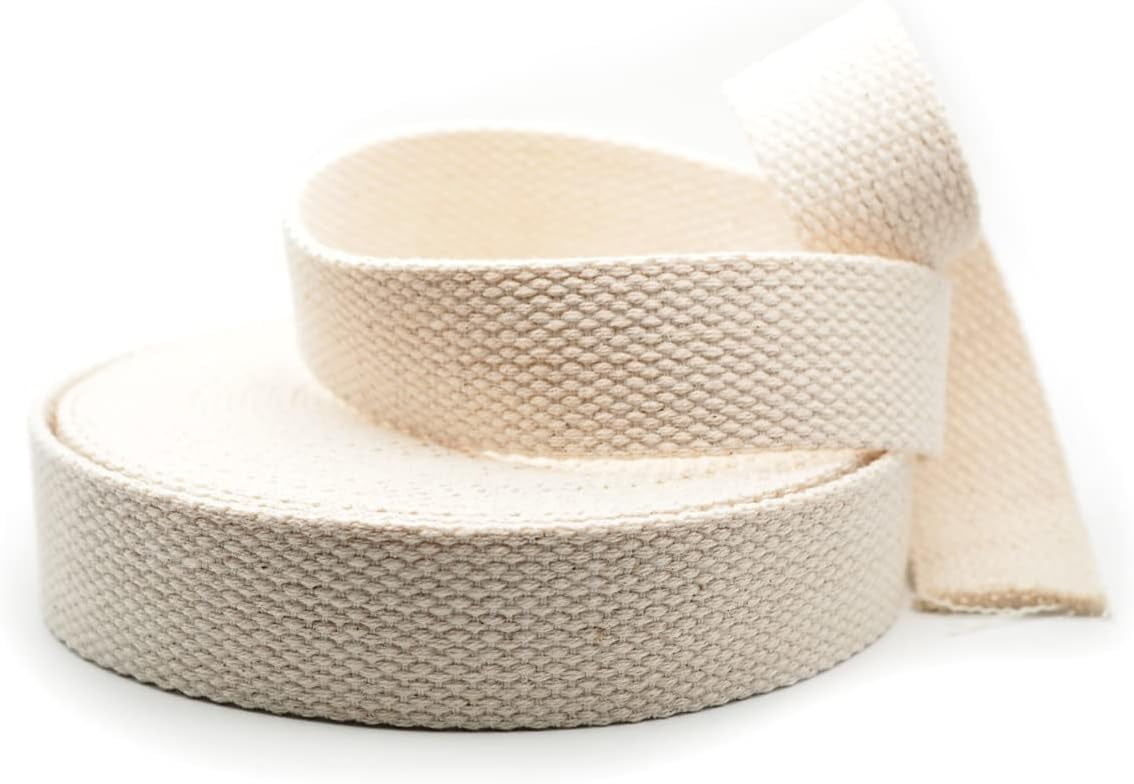 Natural Cotton Webbing Ribbon for Arts & Crafts, Fabric Purse Strap, Belting, Tote Bags (1 1/4 Inch, 5 Yards)
