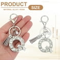 thumbnail image 2 of Llave de letra inicial Uxcell con borlas y perlas, llavero de letra Q brillante con strass y anillo para llaves, para bolsos, carteras y llaves de coche, plateado, 2 of 7