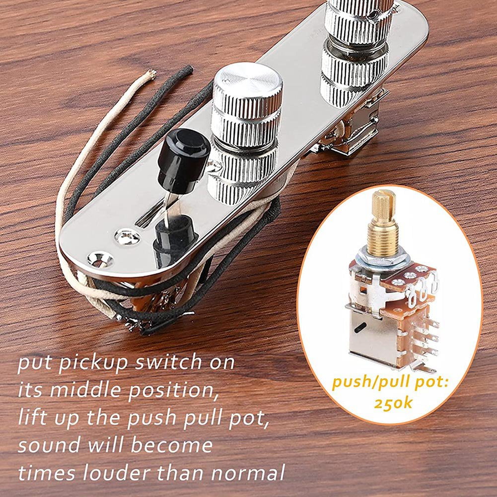 Prewired Guitar Control Plate Assembly,Loaded 3-Way Blade Switch Push Pull Potentiometer Excellent Pot Speed Knobs