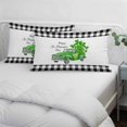 thumbnail image 3 of St. Patrick's Day Pillow Covers, Linen Long Throw Pillow Case, Spring Three Leaf Grass Truck Black Plaid Holiday Pillow Protector Decorative Cushion Cover for Living Room/Bedroom 20" x 36", 3 of 8