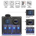 thumbnail image 2 of HAHDAXIA 4 Gang Waterproof Marine Boat Rocker Switch Panel with 12V/24V Dual USB Slot Socket + Voltmeter Blue LED Backlight for Car SUV Marine RV Truck Camper Boat, 2 of 7