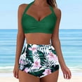 thumbnail image 2 of Hessimy High Waisted Bikini Set for Women Two Piece Tummy Control Vintage Swimsuit Retro Halter Bathing Suit with Bottom(Green,S), 2 of 8