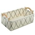 thumbnail image 1 of KWLET Felt Storage Basket White Home Organizing Baskets With Wooden Handles 13 x 8.9 x 4.5 inch, 1 of 7