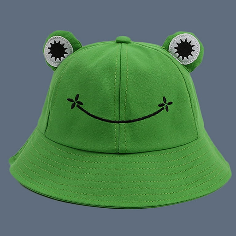 Penkiiy Frog Hat for Adult Teens, Cute Frog Bucket Hat, Cotton Bucket Hat  Funny Hat Fisherman Hat for Men Women Green 