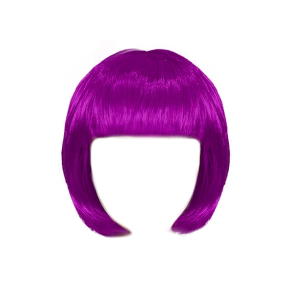 Mictong 10 inch straight Bob wig with bangs, high-quality short straight bangs wig, fashionable Bob wig with bangs, soft high-temperature silk straight hair wig, 1 piece, purple