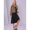 thumbnail image 4 of DARING DIVA Women's Faux Fur Cropped Snap Button Fluffy Jackets XS Khaki, 4 of 6