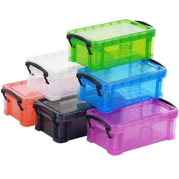 6 Assorted Colors Mini Plastic Boxes, Small Storage Containers with Locking Lids, Clear Plastic Organizer Boxes for Crafts, Stationery, Jewelry, Sewing Multipurpose Cases