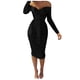 thumbnail image 1 of Moda mujer manga larga sexy hombro frío vestidos de fiesta sólidos vestido de oficina Fridja NMB3221, 1 of 6