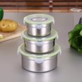 thumbnail image 2 of PENGXIANG 3pcs Stainless Steel Preservation Boxes Set Refrigerator Sealing Bowls Food Container for Kitchen (10cm+12cm+14cm), 2 of 6