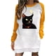 thumbnail image 1 of Top de suéter largo de manga larga con cuello en O y estampado informal de moda para mujer Fridja  fksj947, 1 of 5