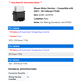 thumbnail image 2 of Blower Motor Resistor - Compatible with 2009 - 2015 Nissan TITAN 2010 2011 2012 2013 2014, 2 of 2