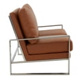 thumbnail image 4 of Leisuremod Jefferson Modern Leather Contemporary Loveseat With Silver Frame Mid-Century Living Room Loveseat Sofa (Cognac Tan), 4 of 7