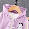 thumbnail image 4 of Zaldita 2pcs Kids Boys Girls Sports Tracksuit Long Sleeve Hooded Baseball Jacket Athletic Swetashirt with Jogging Pants Set Purple 12-24 Months, 4 of 7