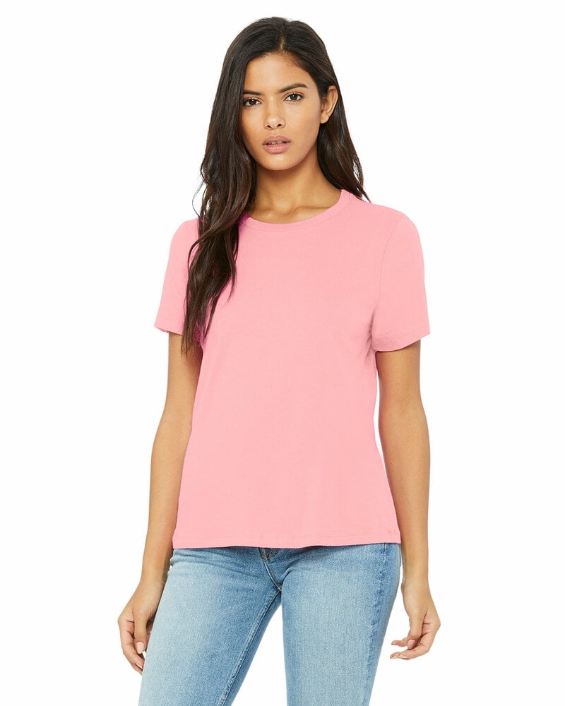 BELLA+CANVAS Ladies Crew Neck Personalized T-Shirt, Create your own Designs, Pink, Large