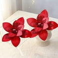 thumbnail image 6 of Luoshdecor Christmas Poinsettia Glitter Flowers with Stems Ornaments for Christmas Tree Party Decorations, 6 of 7