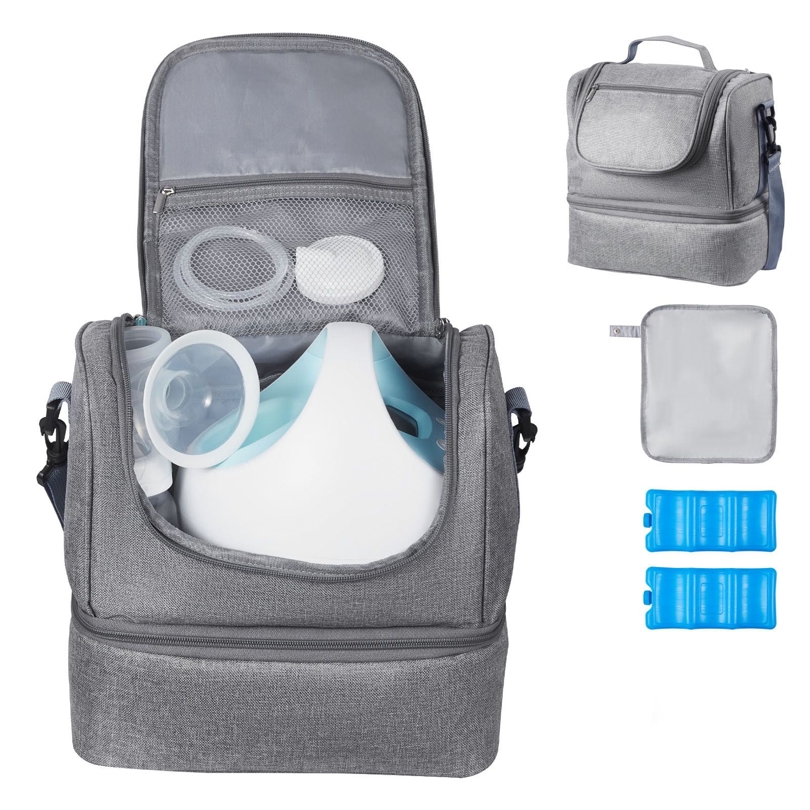 Breast Pump Bag with Ice Pack Compatible with S1 S2 Portable Pump Carrying Case for Work Travel Breastmilk Storage Accessories Grey