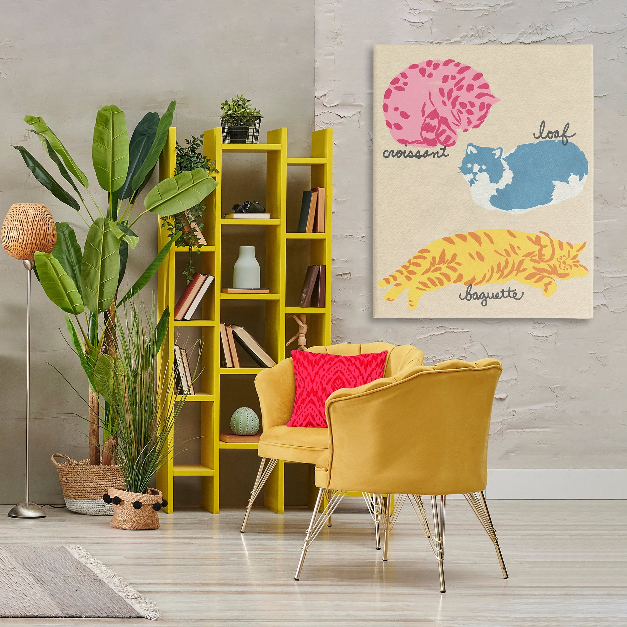 Stupell Industries Funny Relaxing Cat Shapes Animals Painting Wrapped Canvas Canvas Art Print Wall Art, 36 x 48