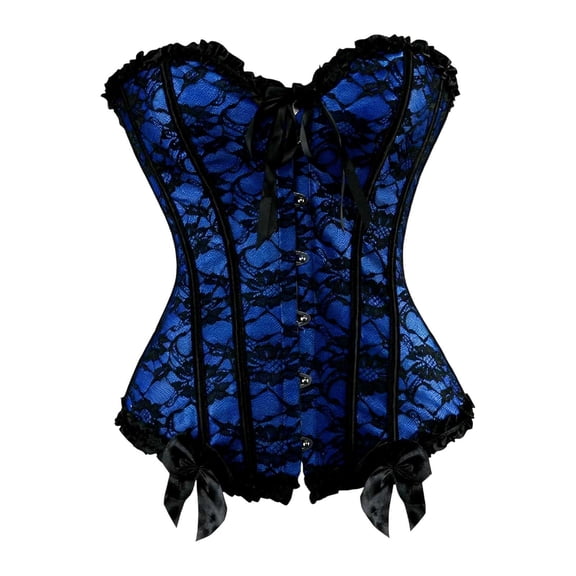 FASHOFT Blue Renaissance Corset Top For Women Lace Waist Cinching Shaping Body Shaper Tummy Control Firm Everyday Wear Innerwear Corset XL