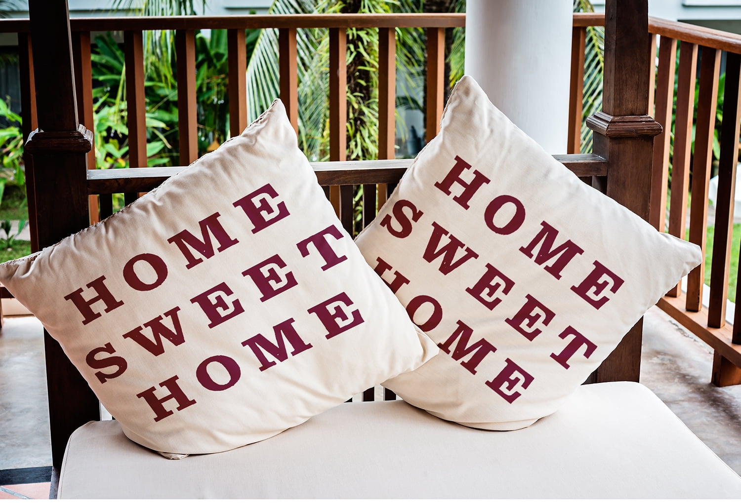 16" x 16" Simply Daisy Home Sweet Home Indoor/Outdoor Pillow, Maroon Red Qty 1