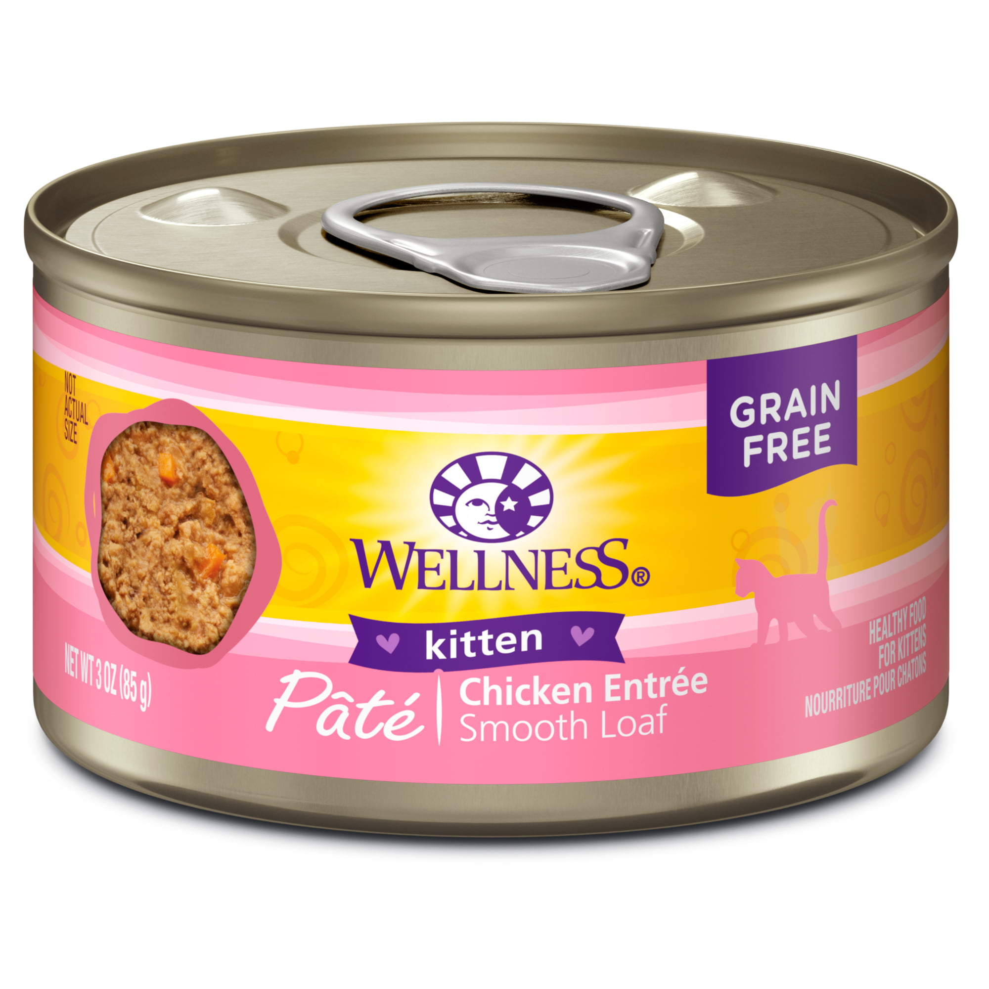 Wellness Complete Health Grain Free Canned Cat Food, Kitten Formula, 3