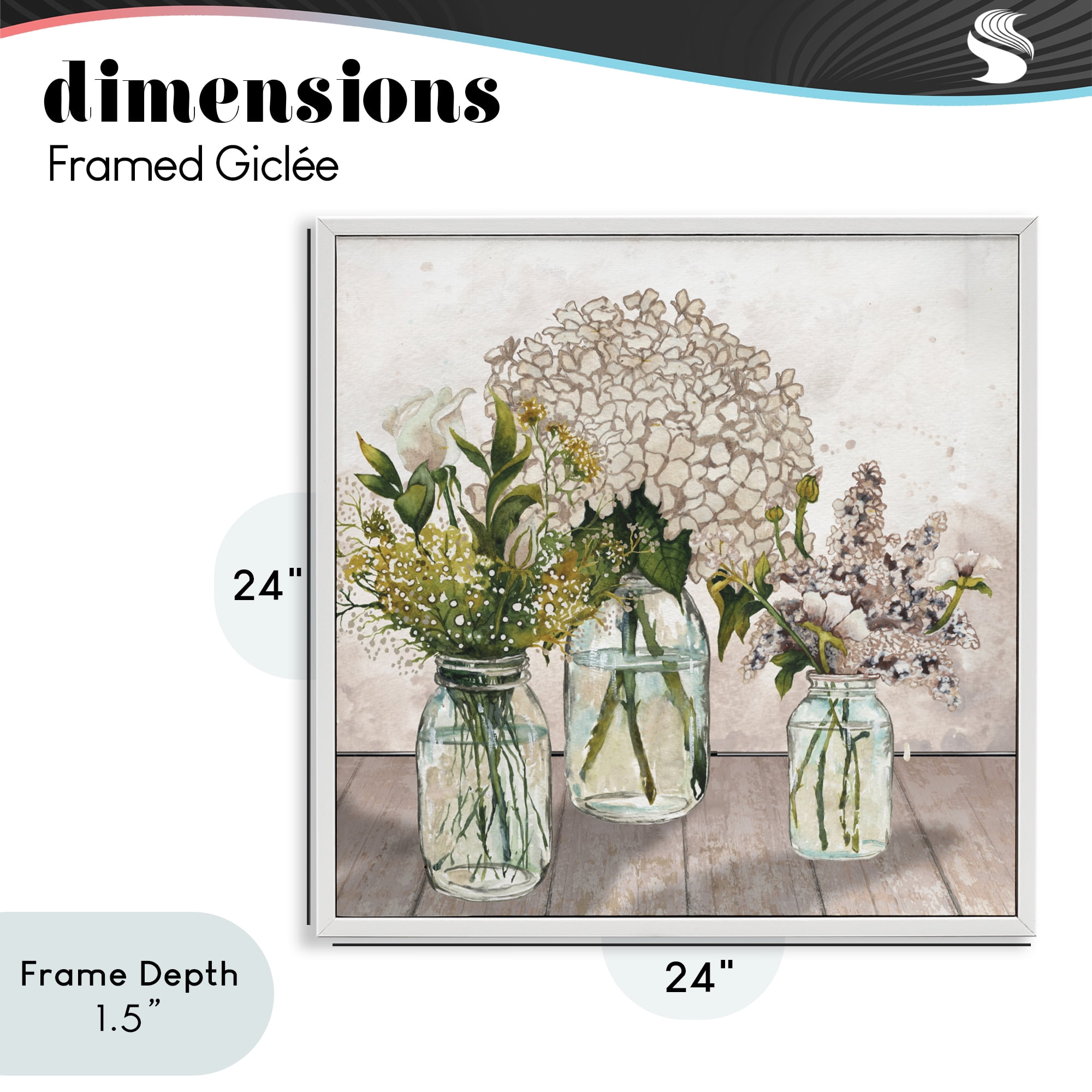 Stupell Industries Jars Of Wildflowers White Framed Giclee Art, design by Elizabeth Medley