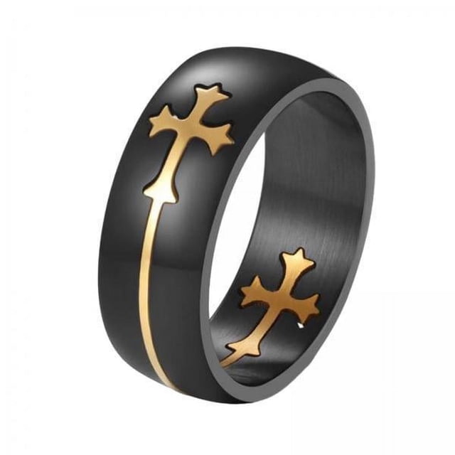 2x Anillo de Cruz para Hombre, Anillo Europeo, Anillo Religioso para Oración, Regalos de Cumpleaños, Festival, Día de San Valentín, Pascua 2 piezas