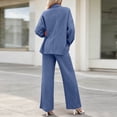thumbnail image 4 of Zekutng 2 Piece Sets for Women Textured Button Down Shirt Wide Leg Pant 2-Piece Linen Co-ord Set,Sizes S-2XL, 4 of 6