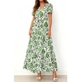 thumbnail image 2 of BTFBM Womens Summer Dresses V Neck Hollow Out Eyelet A Line Flowy Boho Beach Vacation Wedding Guest Maxi Dress, 2 of 5