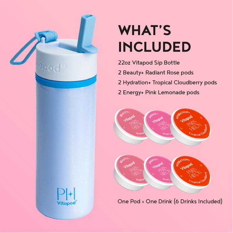 Paris Hilton x Vitapod Daily Wellness System - Poolside Blue 22oz 