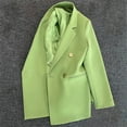 thumbnail image 6 of Yigetop Spring Blazer Women 2025 Women's Casual Solid Color Suit Jacket Lapel Keep Warm and Slim Loose Long Sleeve Fashion Cardigan Coat Blazer Dress for Women Green M, 6 of 6
