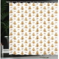 thumbnail image 3 of Ambesonne Tribal Shower Curtain, Tents with Zigzags Flowers, 69"Wx70"L, Sand Brown Paprika and White, 3 of 4