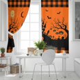 thumbnail image 5 of Fsddascl Halloween Orange Blackout Curtains for Bedroom/Living Room, Thermal Insulated Kitchen Curtains, Cartoon Castle Bat Plaid Moon Black Grommet Darkening Window Treatment Drapes 52"x84"x2, 5 of 6