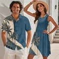 thumbnail image 2 of Yuyamidu Matching Outfits for Couples Vacation Shirts for Men Lightweight Women's Summer Dresses Palm Tree Shirt Men Button Up Shirt Beach Hawaiian Matching Clothes for Couples , XL, 2 of 6